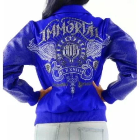 PELLE PELLE BLUE LEATHER SLEEVED WOOL JACKET