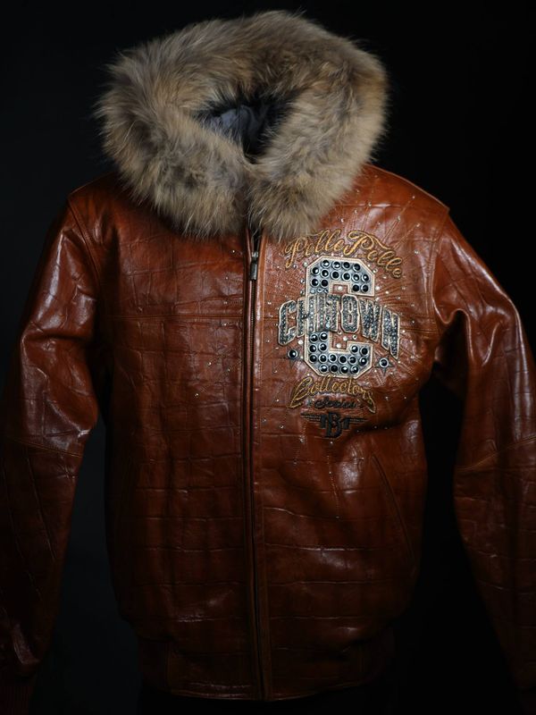 Pelle Pelle Chi-Town Brown Leather Jacket | Fur Hooded Jacket