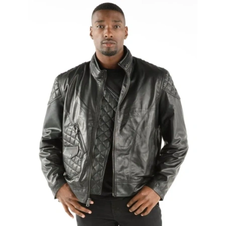 BIKER BLACK LEATHER PELLE PELLE JACKET