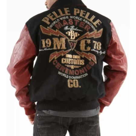 PELLE PELLE BLACK AND MAROON WORLD WIDE JACKET view 2