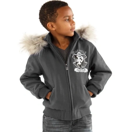 PELLE PELLE GREY HOODIE WOOL JACKET