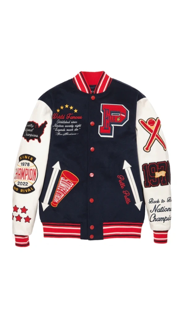 Pelle Pelle World Famous Wool Navy Blue Varsity Jacket