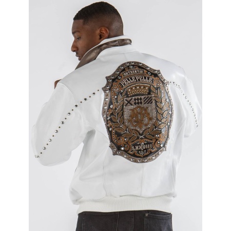 Pelle Pelle Mb Emblem White Leather Jacket