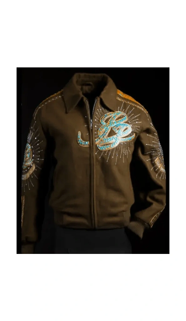 PELLE PELLE DECORATED BROWN WOOL JACKET