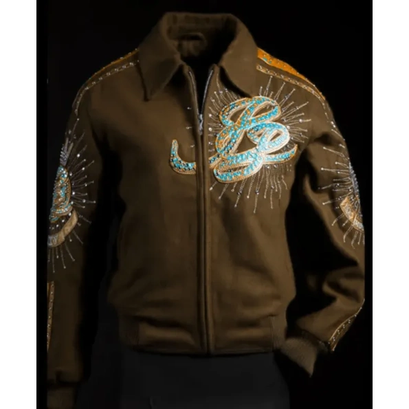PELLE PELLE DECORATED BROWN WOOL JACKET