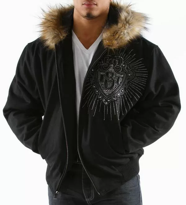 Pelle Pelle Black Platinum MB Wool Jacket | Fur Hood