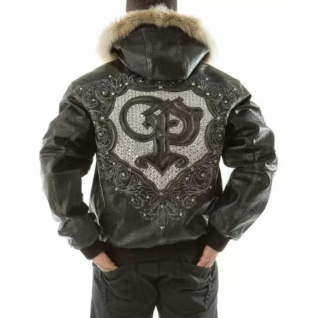 Pelle Pelle Black Crest Fur Hood Jacket | Leather Jacket view 2