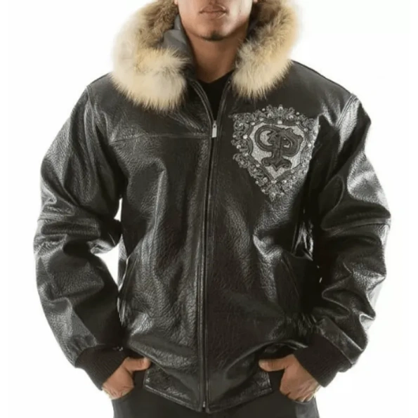 Pelle Pelle Black Crest Fur Hood Jacket | Leather Jacket