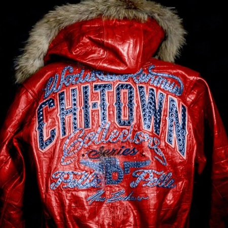 AUTHENTIC PELLE PELLE CHITOWN FUR HOODED RED LEATHER JACKET