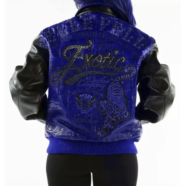 Pelle Pelle Blue Black Exotic Jacket | Studs Jacket