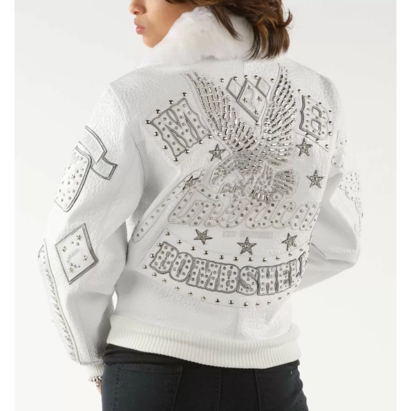 BOMBSHELL WHITE PELLE PELLE LEATHER JACKET view 2