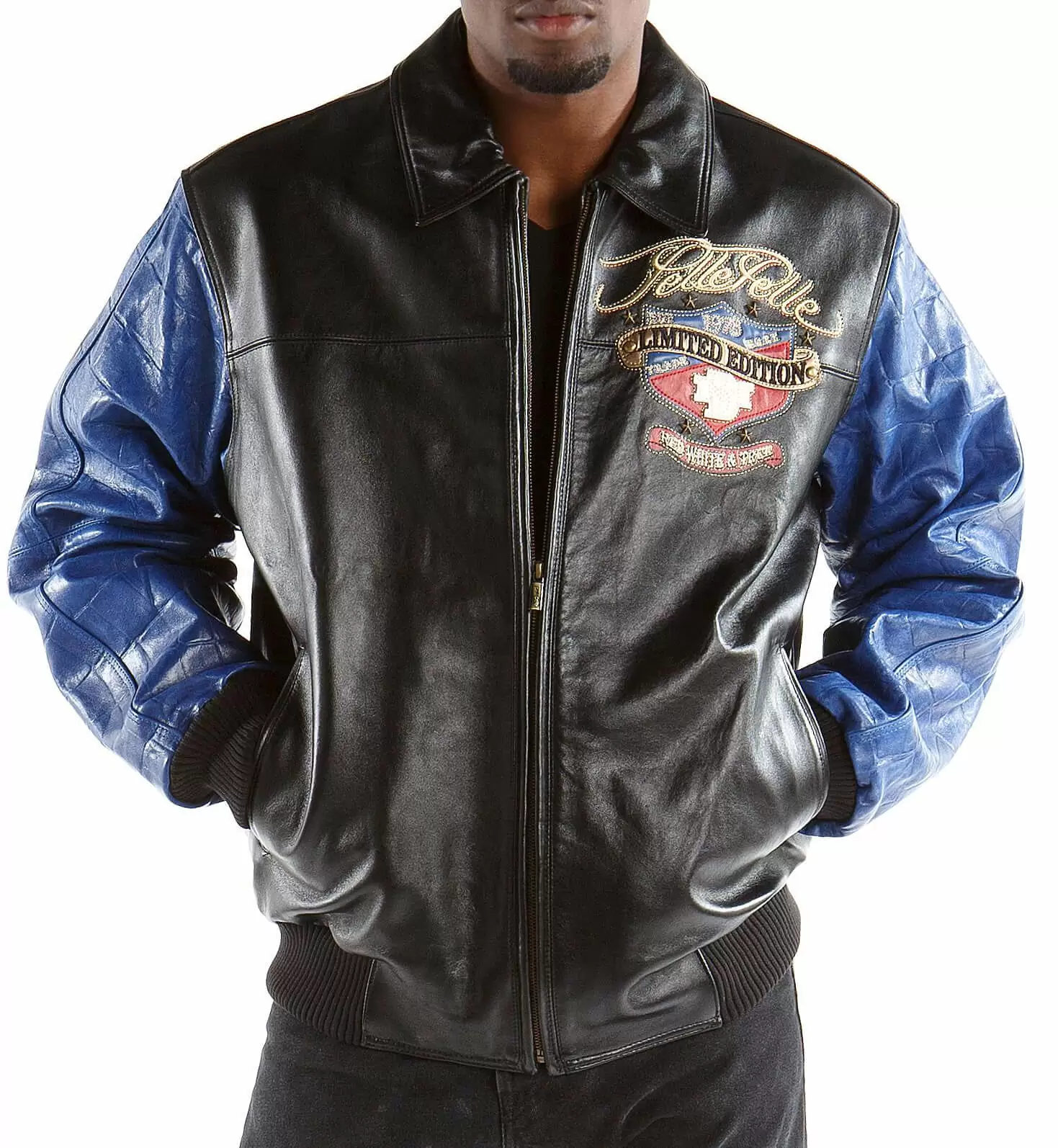 Bold Black Blue Pelle Pelle | Red White & True Leather Jacket view 2