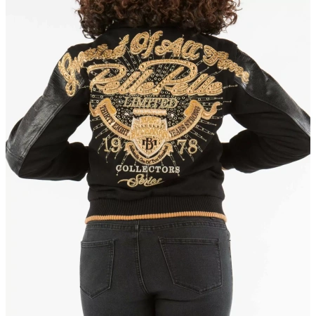 Exclusive Black Pelle Pelle Varsity Jacket