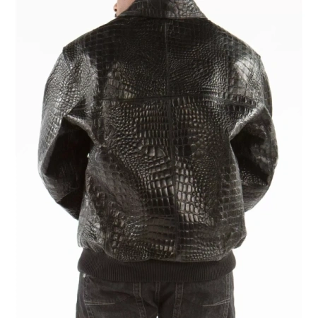 Pelle Pelle Black Scripted Leather Jacket | Men Jacket view 2