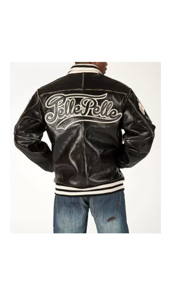 Pelle Pelle Black Leather Varsity Jacket