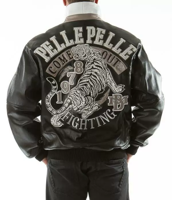 Bold Pelle Pelle Black Fighting Tiger Leather Jacket