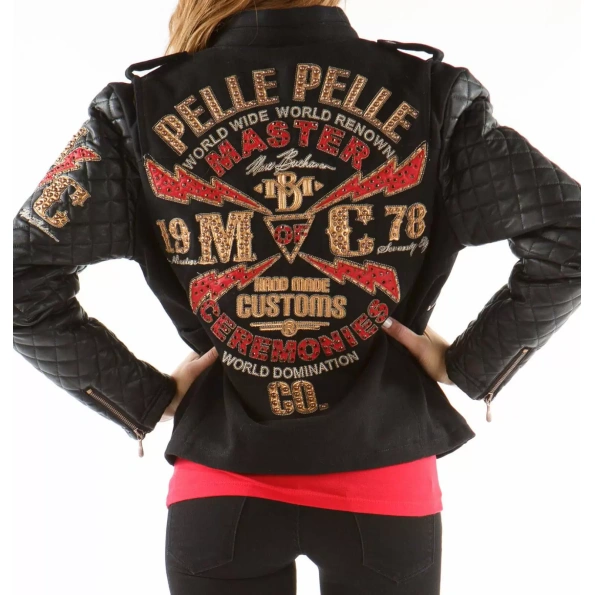 Bold Pelle Pelle Black MC Varsity Jacket
