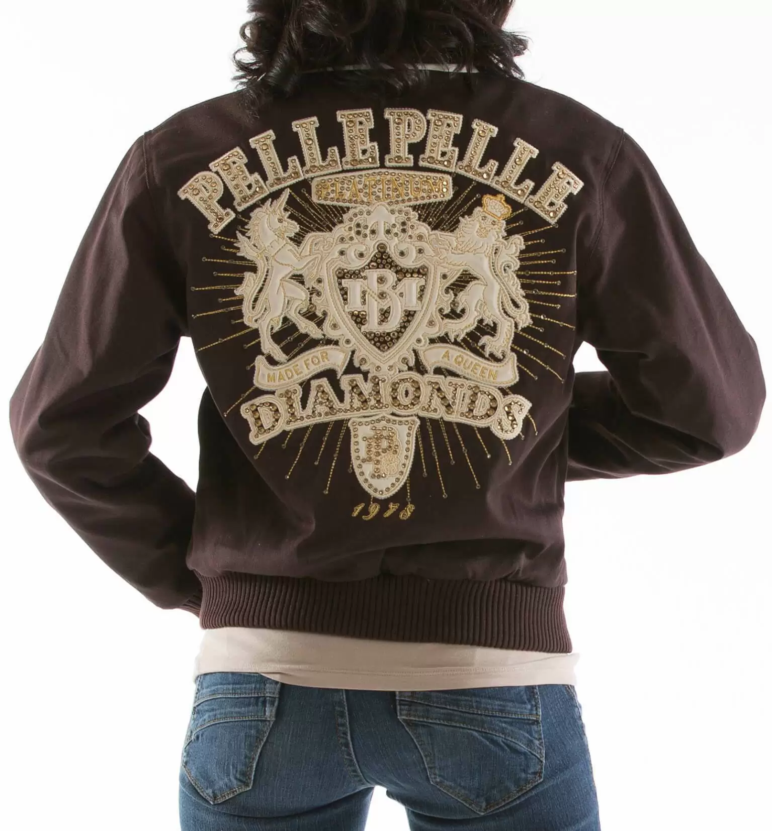 Bold Pelle Pelle Brown Diamonds Queen Jacket