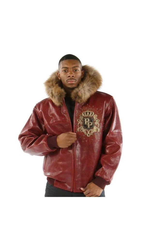 Pelle Pelle Maroon MB Fur Hood Jacket | Leather Jacket
