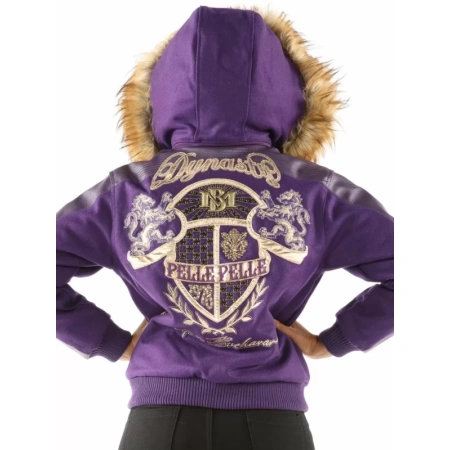 Pelle Pelle Dynasty Purple Fur | Hood Wool Leather Jacket view 2