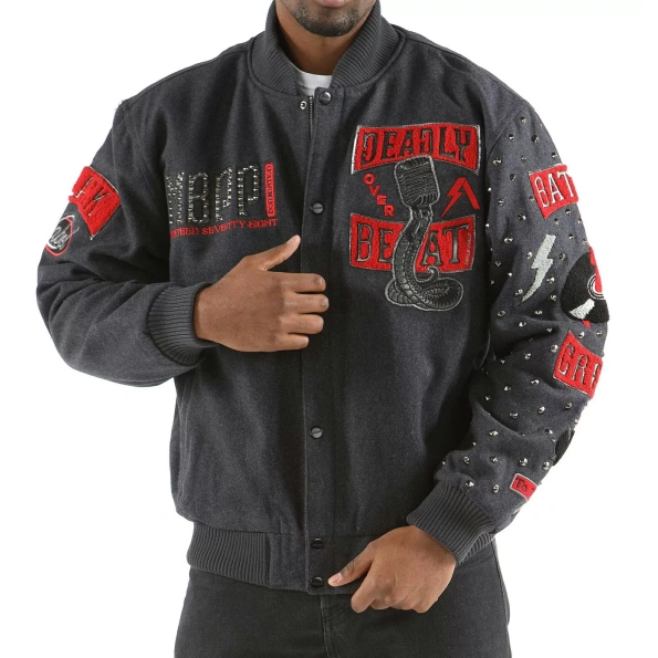Gray Pelle Pelle Deadly Beat Jacket