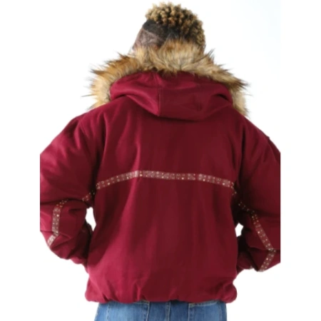 Pelle Pelle Maroon Fur Hood Wool Jacket | Men Jacket view 3