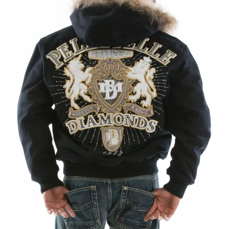 Bold Pelle Pelle Navy Platinum King Hood Jacket