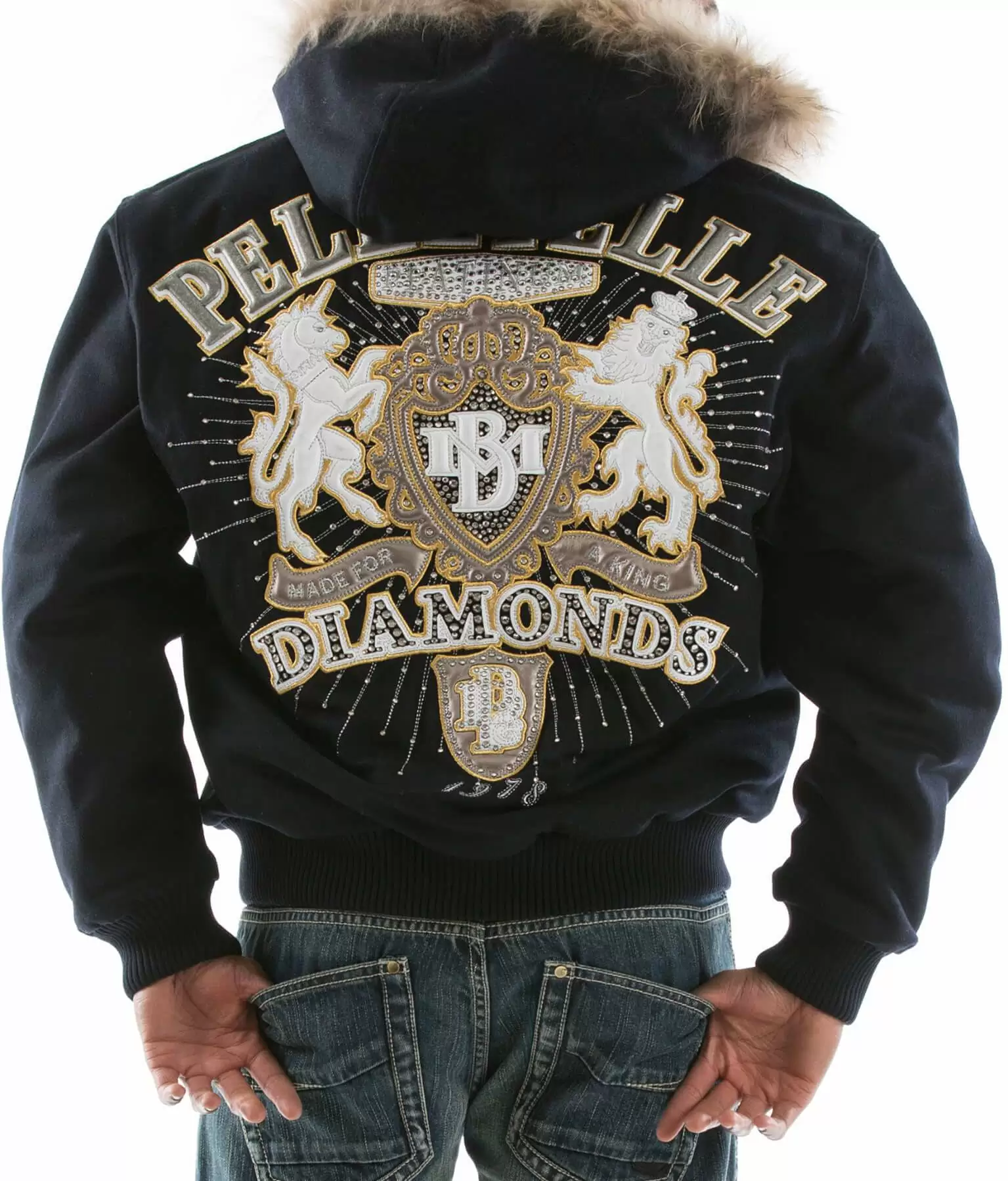 Bold Pelle Pelle Navy Platinum King Hood Jacket