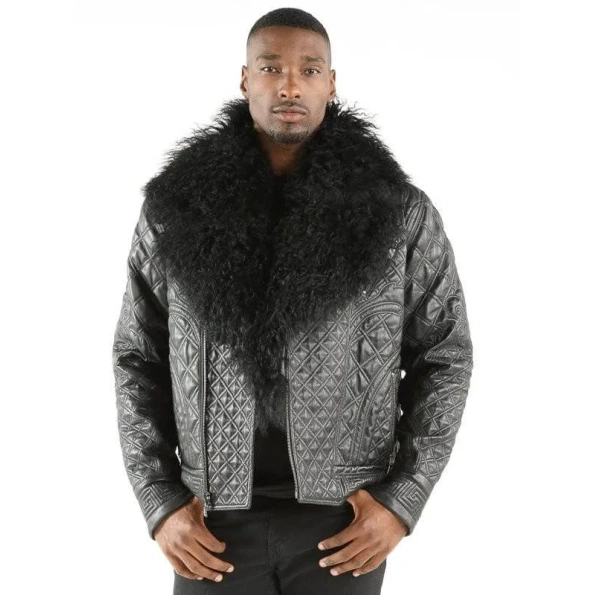 Pelle Pelle Men Quilted Black Biker Jacket | Leather Jacket