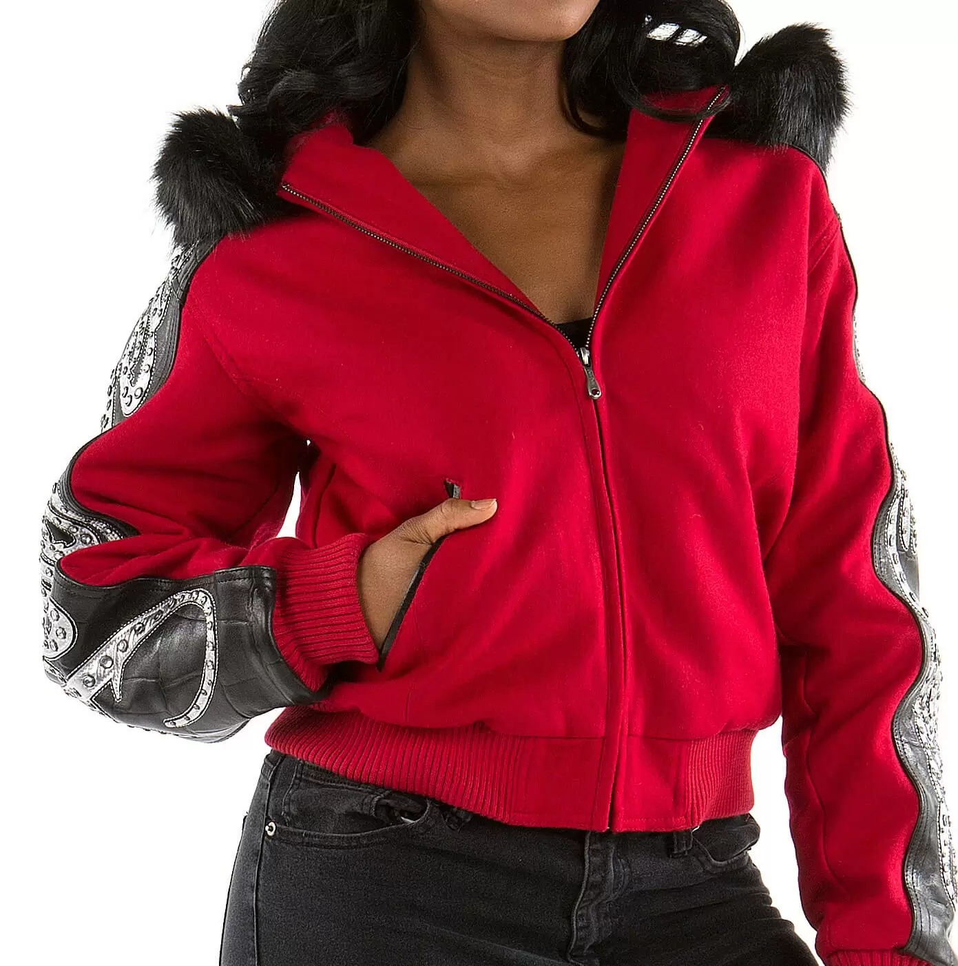 Exclusive Pelle Pelle Red Black Wool Jacket view 2