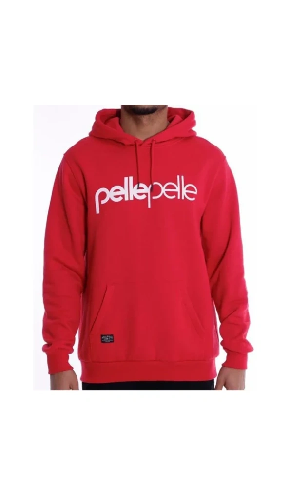 Pelle Pelle Men Plain Red Hoodie