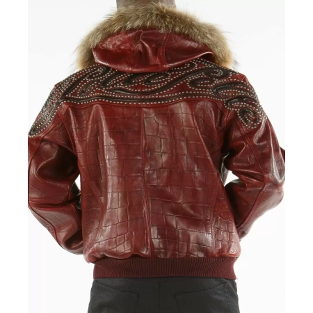 Pelle Pelle Maroon Script Leather Studded Jacket