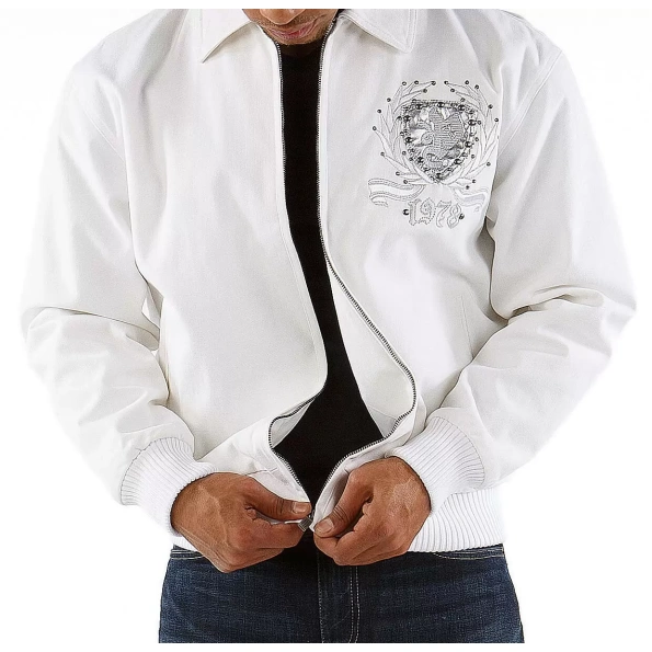 Pelle Pelle White Zipper Wool Jacket