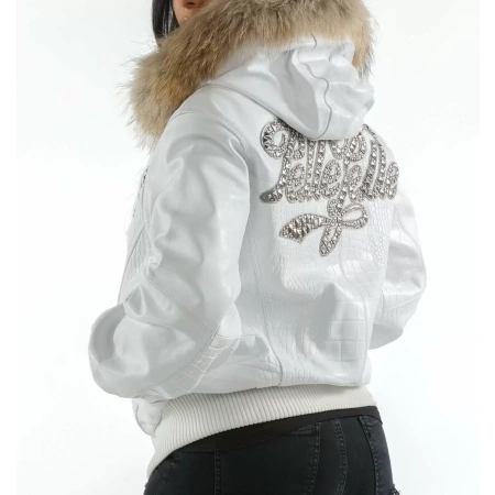 Exclusive Pelle Pelle White Hooded Script Jacket