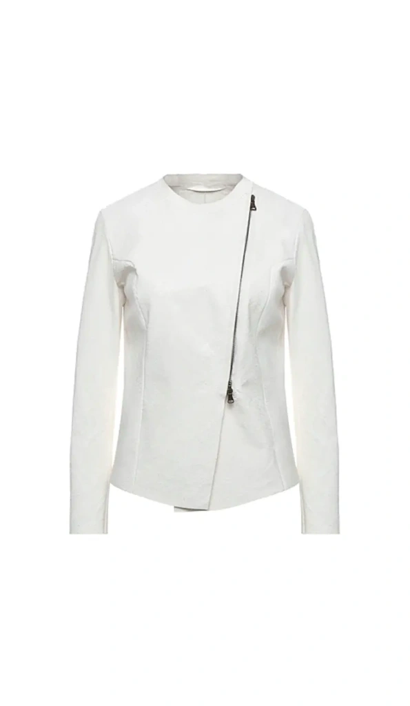 Pelle Pelle White Leather Biker Jacket