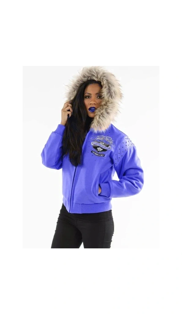 Pelle Pelle Women Purple Fur Hood Jacket | Wool Jacket
