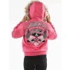 Bold Pink Pelle Pelle True Fur Hood Wool Jacket