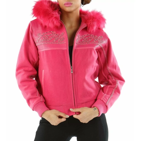 Pink Pelle Pelle Hood Wool Jacket