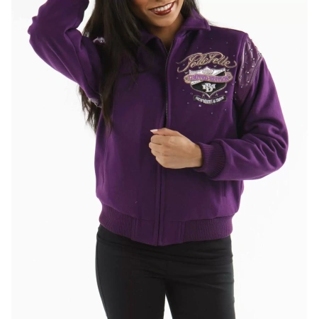 Purple Pelle Pelle White Wool Jacket
