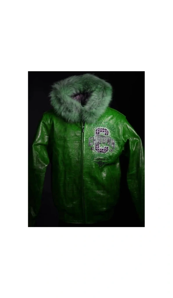 Pelle Pelle Green Chi Town Fur Hood Jacket | Leather Jacket
