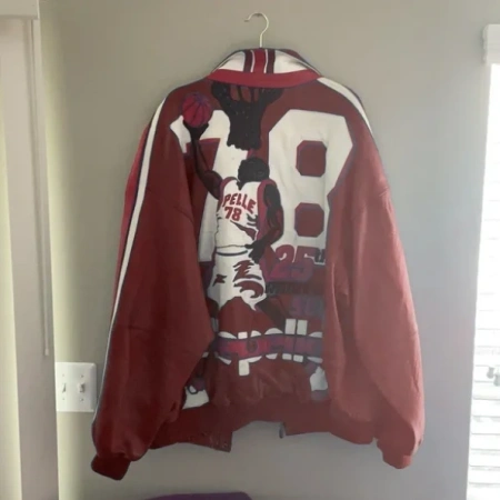 Pelle Pelle Red Basketball Leather Jacket view 2