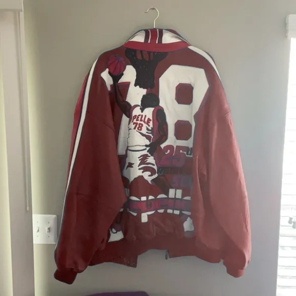 Pelle Pelle Red Basketball Leather Jacket view 2