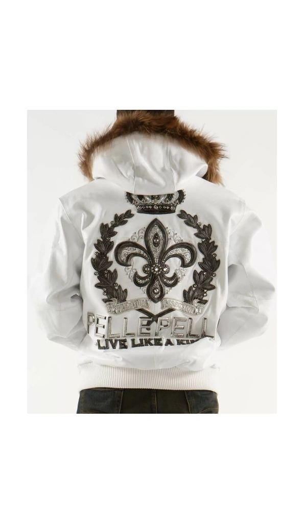 Pelle Pelle Royalty White Leather Jacket | Fur Hood Jacket