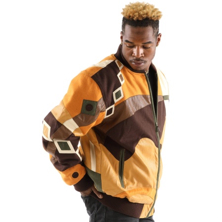 Pelle Pelle Yellow Abstract Bomber Jacket view 3
