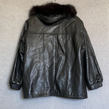 Pelle Pelle Black Leather Fur Hood Jacket | Men & Women view 2