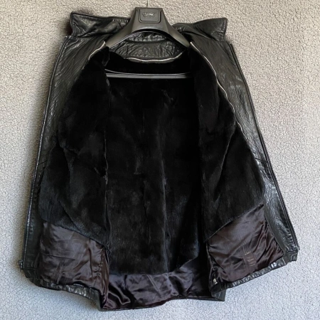 Pelle Pelle Black Leather Fur Hood Jacket | Men & Women view 3