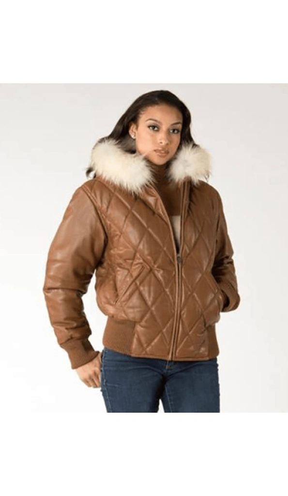 Pelle Pelle Quilted Leather Brown Jacket | Fur Hood Jacket