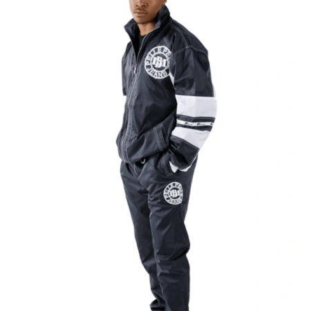 Pelle Pelle Men MB Jeans Nylon Tracksuit | Black Tracksuit view 3