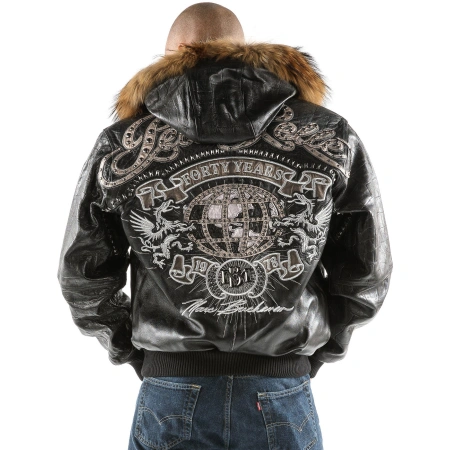 Pelle Pelle Men Black World Tour Jacket | Fur Hood Jacket view 2