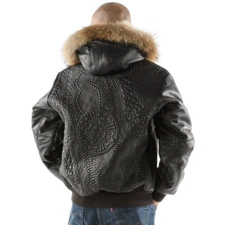 Pelle Pelle Men Encrusted Fur Hood Jacket | Leather Jacket view 2